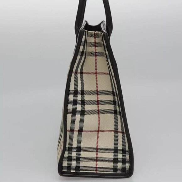BURBERRY Nova Check Hand Bag Canvas Beige Brown Auth BA050 - Picture 9 of 15